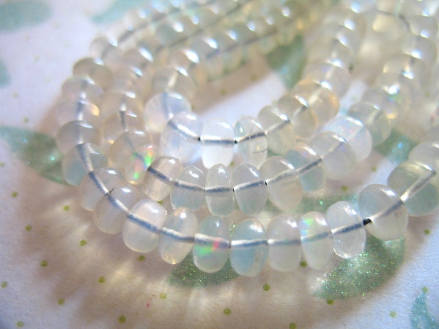Shop Sale.. ETHIOPIAN OPAL Rondelles Beads, Luxe AAA, 10 pcs, 3.5-4 mm, White, rainbow blue flashes, brides bridal exotic rare jj