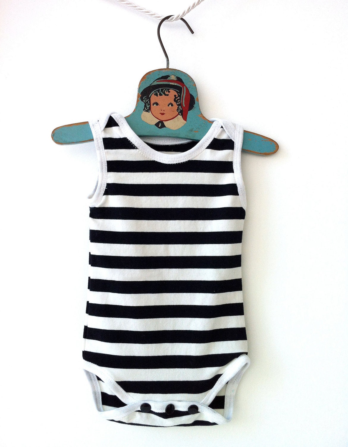 Baby Boy Unisex Striped Black and White Sleeveless Onesie Bodysuit