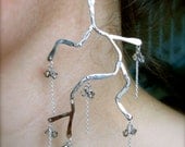 E432 Sterling Silver Branch earrings with streams of silver in Sterling silver