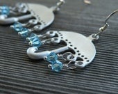 Umbrella Earrings, Sterling Silver, Blue, Cloud