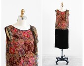 vintage 1920s dress / 20s dress / Pink and Metallic Gold Floral Silk Chiffon Flapper Dress