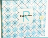 BOY Modern Baby Memory Book . Baby Blue Argyle Album
