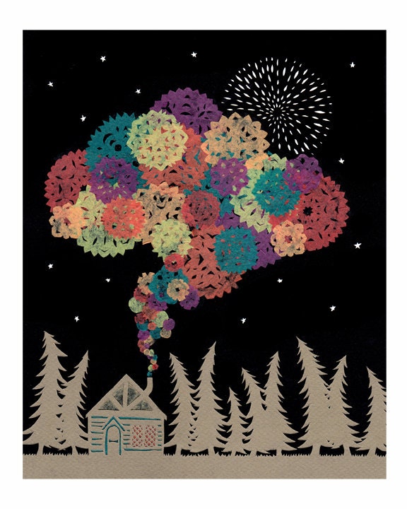 Good Things Billowing Into The Night - Cut Paper Art Print