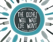 Kitchen Art Print, Kitchen Wall Decor Digital Print, BLUE Typography Kitchen Quote Wall Art, Quote & Digital Illustration for Kitchen