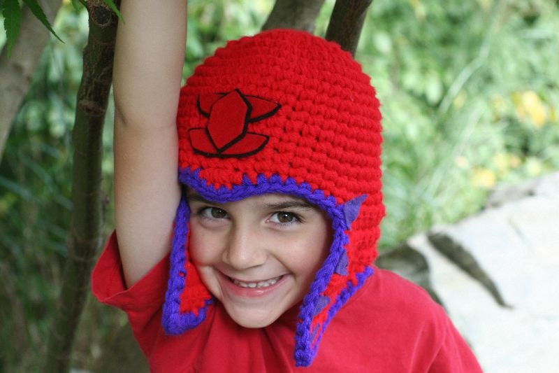 Large Red and purple helmet style hat  - fun and unique - a one of a kind hat
