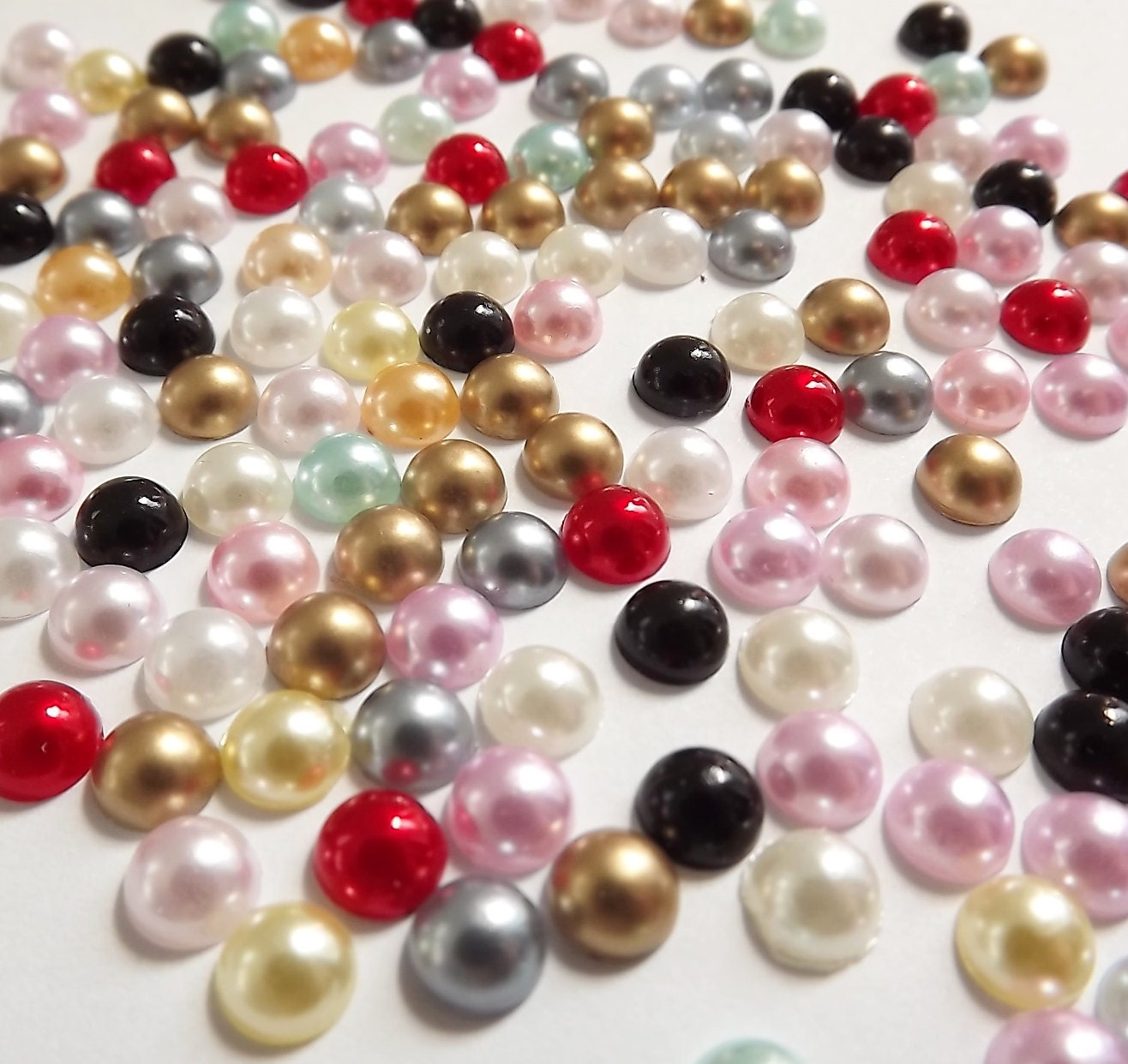 Mixed Half Pearl 6mm 1 Gross 144pcs ss30 Flatback Decoden Supplies