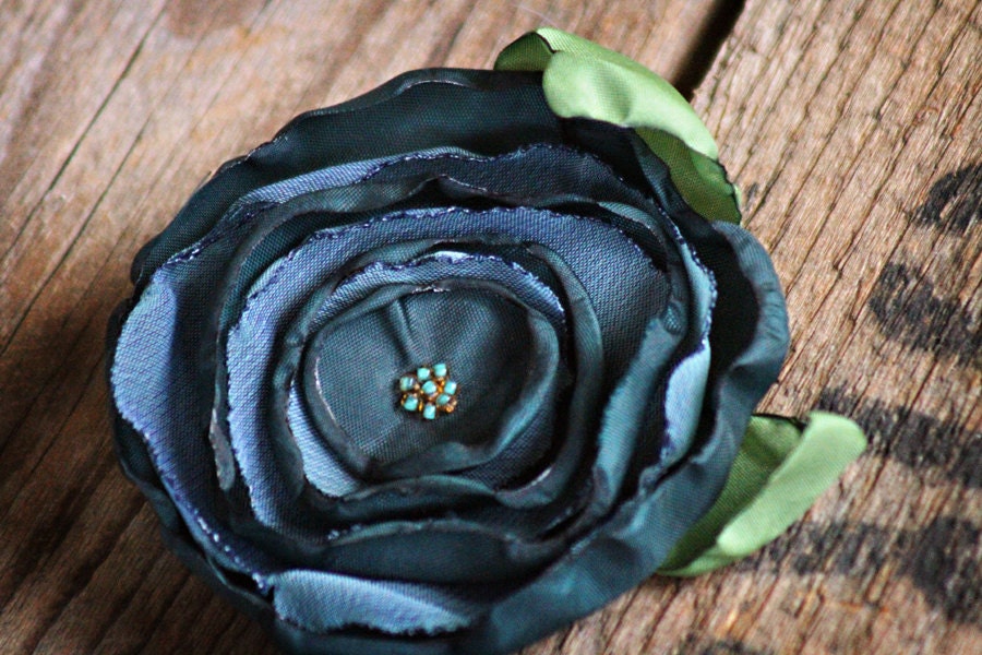 evening sky - a handmade flower hair clip with pin, interchangeable accessory