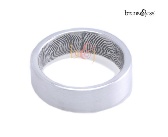 6mm Sterling Silver Custom Fingerprint Wedding/Commitment Ring with Double Wrap Prints