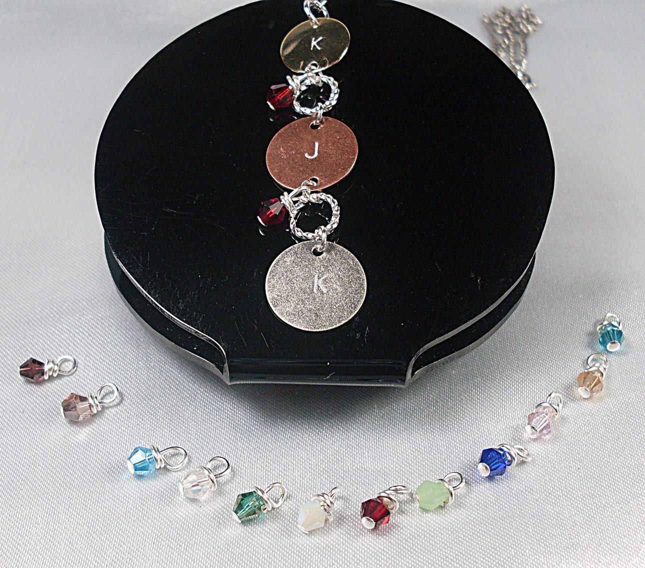 Customized Initial Birthstone Pendant with Swarovski Crystals