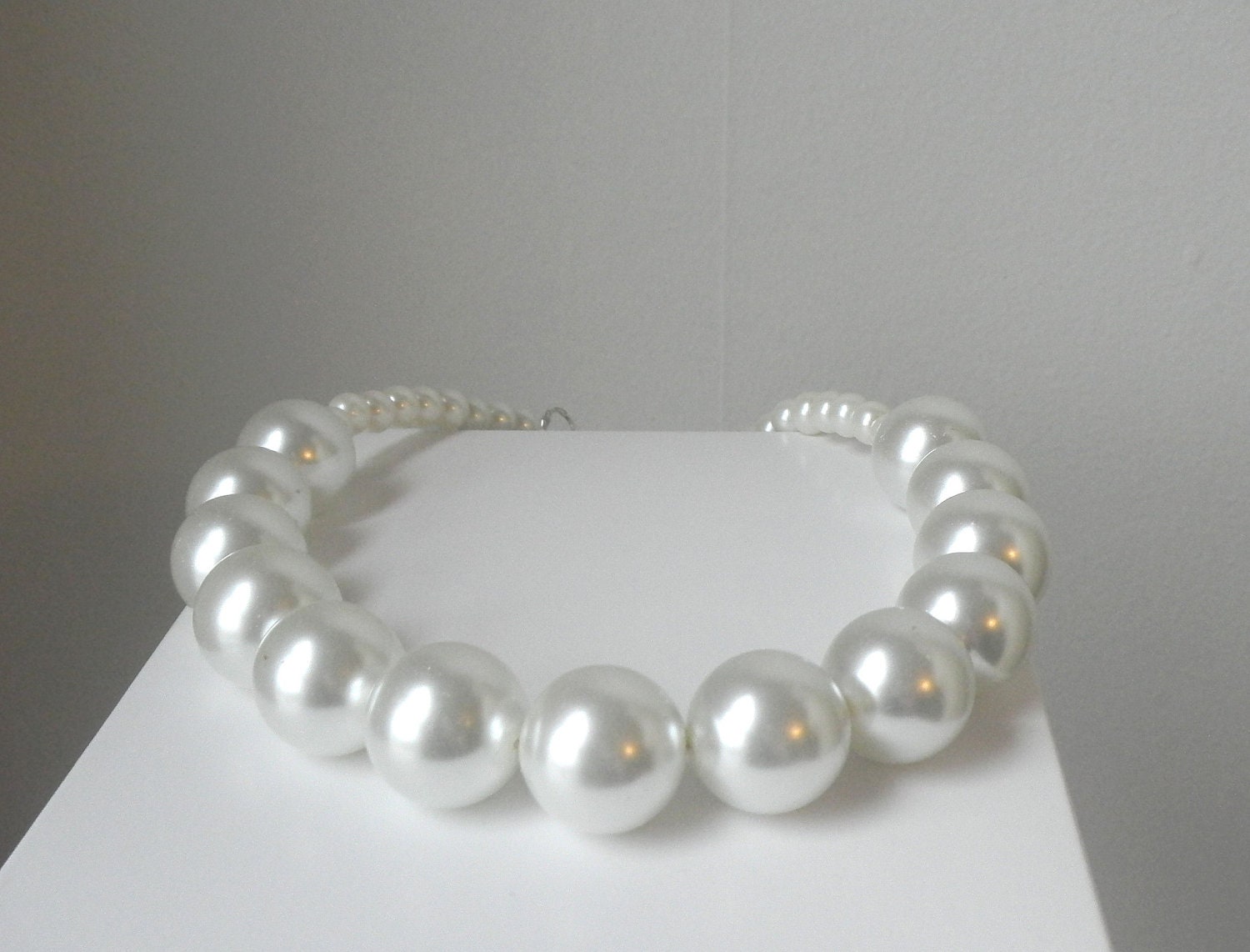 Chunky  White Pearl necklace Statement Big Beads Huge Choker