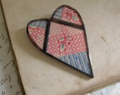Vintage  Heart Brooch Mothers Day Retro Fabric