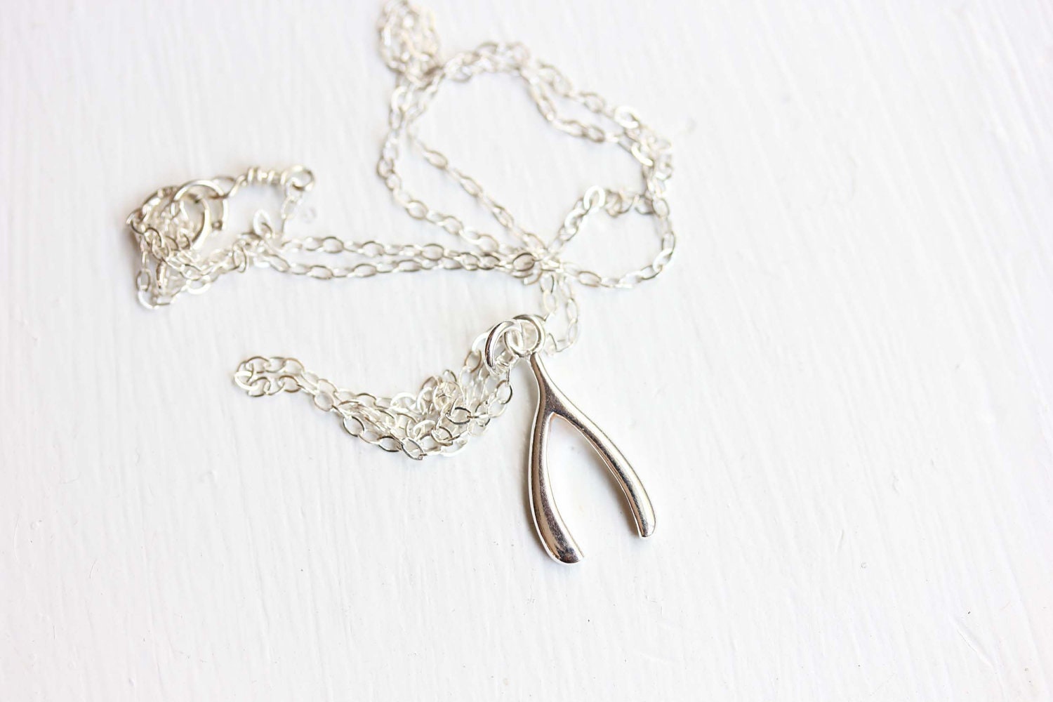 Sterling Silver Wishbone Charm Necklace