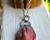 Mookaite Jasper Chunky Sterling Silver Necklace with Heavy Rolo Chain