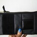 SALE, leather patchwork pouch, suede pouch, recycled leather, clutch, black, purse, suede, recycled pencil case
