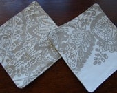 Tamburiini satin coasters, set of 2, Finland, gray,silver and white