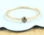 Rose Cut Diamond  Ring, Gold Diamond Ring, Engagement Ring, Black Diamond Ring, Rose Cut Black Diamond Ring, Modern Diamond Ring