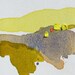 Minimal Abstract River Painting, yellow, 10 x 8.5" small original fine art -- "Autumn River I"