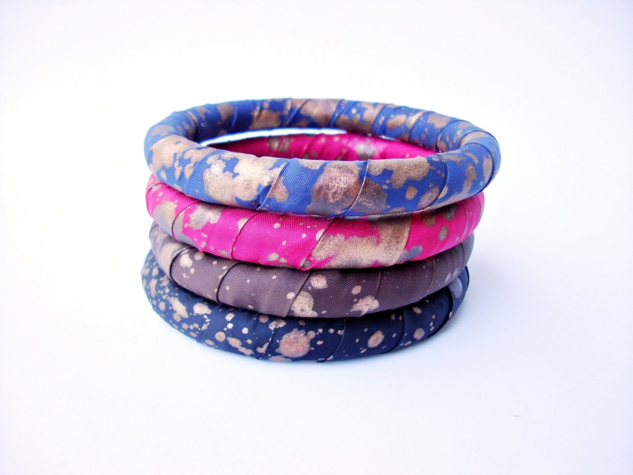 Set of 4 Metallic Splattered Stacking Bangle Bracelets