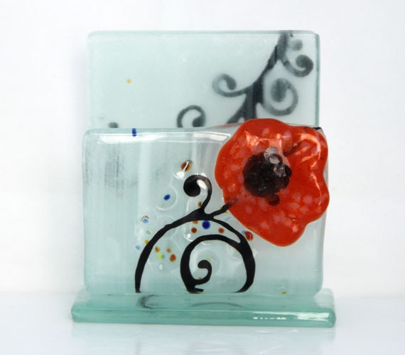 fused glass iPhone stand, smartphone stand, docking station (orange  Flower)