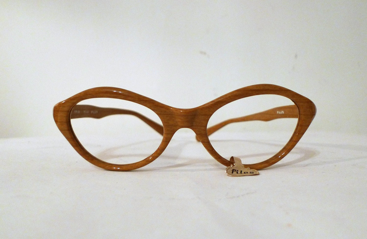 reserved SALE Glossy Wood Grain Cat Eye Eyeglasses / Larger Cats Eye Glasses / Faux Bois Sunglasses Frames/ Filos