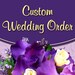 Teal Peacock feather Bridal Bouquet Brides maids artificial wedding flowers purple, Raspberry, pink bokay package custom for Terianna
