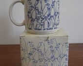 Vintage Taylor & Ng ANI-MATES Mug - PENGUINS - San Francisco - 1979 / 1984 - Navy Blue on Off White - Original Box - Made in Japan