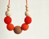 Bright autumn colors - nursing necklace breastfeeding statement jewelry strand necklace - rusteam ohtteam - orange red coffee brown