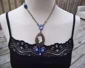 Nephertiti Set - Vintage Scarab and Egyptian Queen Cameo Necklace Earrings Set