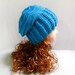 34 Knitting  pattern hand knit slouchy hat in blue wool, slouchy pattern