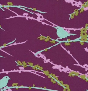 Joel Dewberry Aviary 2 Sparrows Birds Lilac 1 yard, yardage available