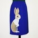 NEW Dutch Rabbit skirt - handpainted, royal blue petite straight skirt - upcycled, one of a kind by NYhop - size 8 petite
