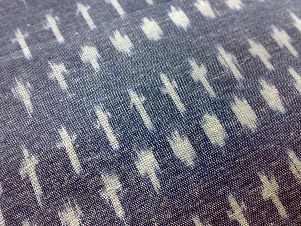 Handloom Cotton Ikat Fabric Dark Gray White Indian Natural