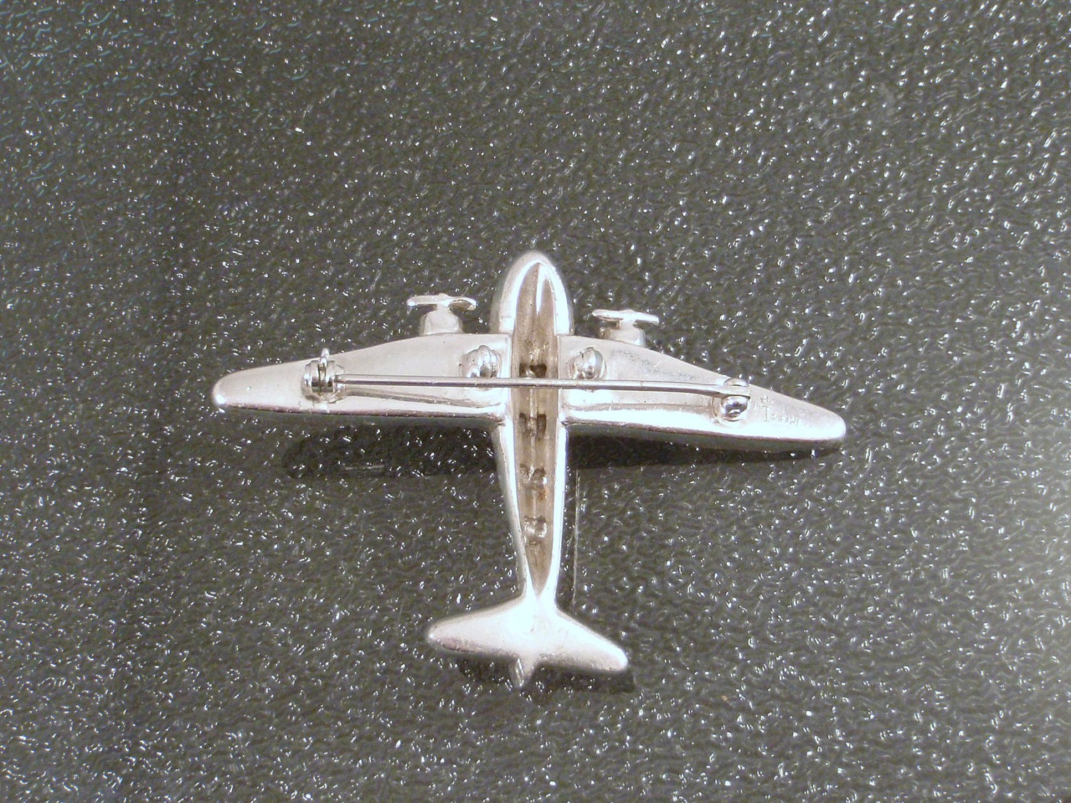 Vintage Crown Trifari Airplane Rhinestone Brooch 1940s Era Plane