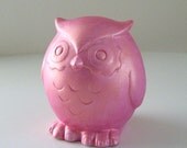 Ceramic Owl Painted Metallic Pink Modern Woodland Nature Birds Figurine Iridescent Home Decor - READY TO SHIP