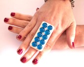 Cocktail Ring Glass Ceramic,  big bold handmade retro ring,  DISCO DIVA -   2.3 inch