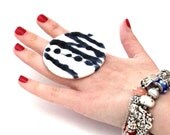 Ceramic Statement Ring  - big bold oversized handmade cocktail ring - ABSTRACT ART - 2.4 inch