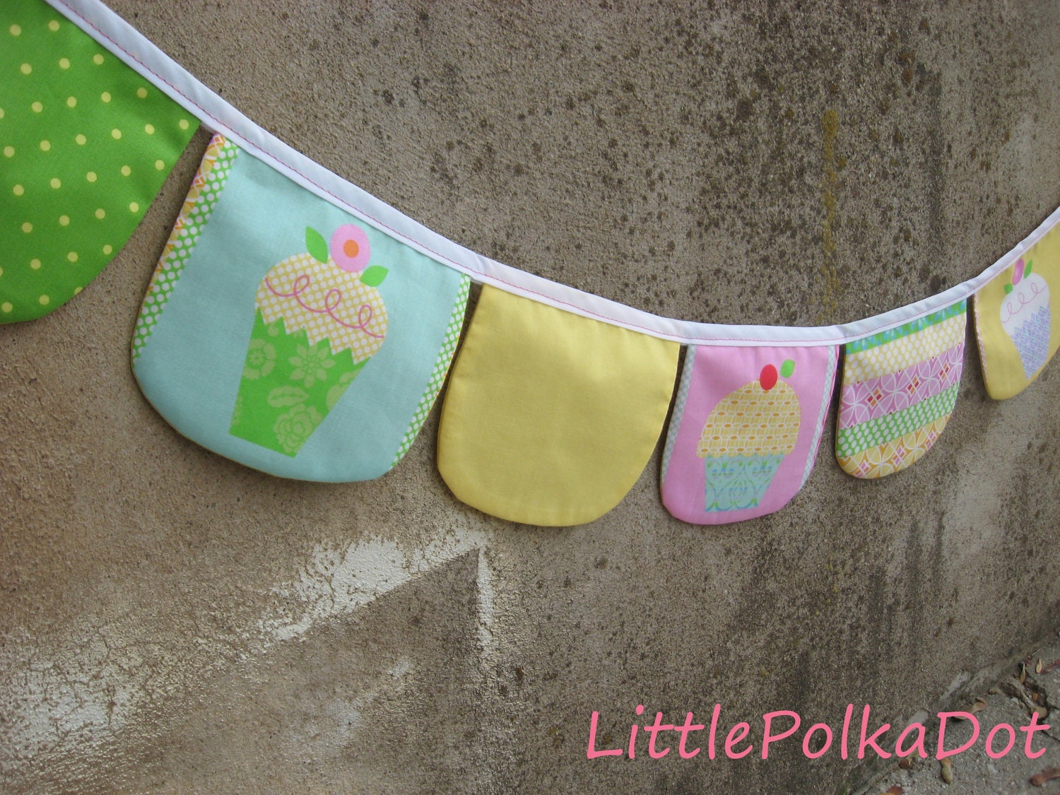 CUPCAKE, birthday banner, party banner, baby shower banner, fabric banner