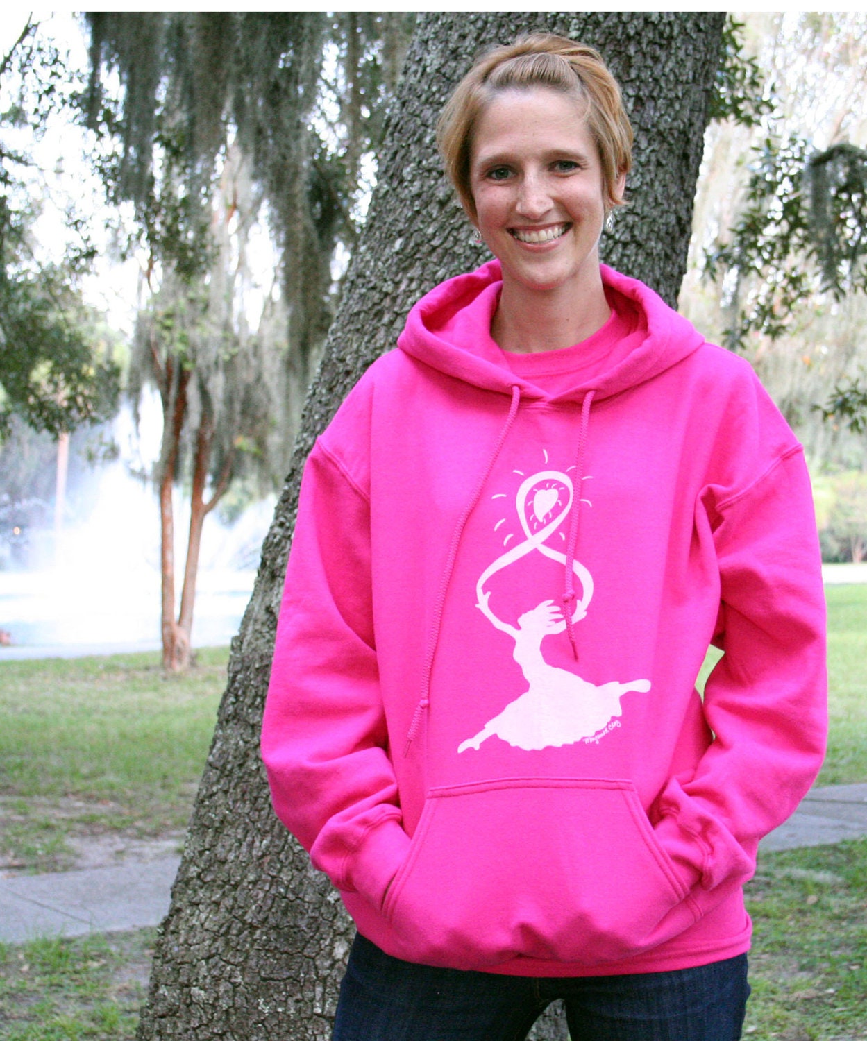 Pink Ribbon Dancer Hoodie Celebrating Breast Cancer Survivors - margaretclay