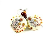 Botanical Earrings, Ivory Brown Lampwork Earrings, Nature Earrings, Ivory Beadwork Earrings, Dangle Earrings - Beautiful Botanicals