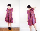 1960s Tent Dress / Red Mod Dress - M