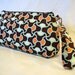 Amy Butler Fabric Curvy Wristlet Clutch Purse Zipper Purse Clutch Bag August Fields Knot Garden Brown Coral Aqua