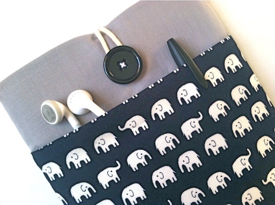 Nexus 7 Cover Case, Nook HD, 7" Tablet Padded Sleeve or Custom eReader Case - Elephants