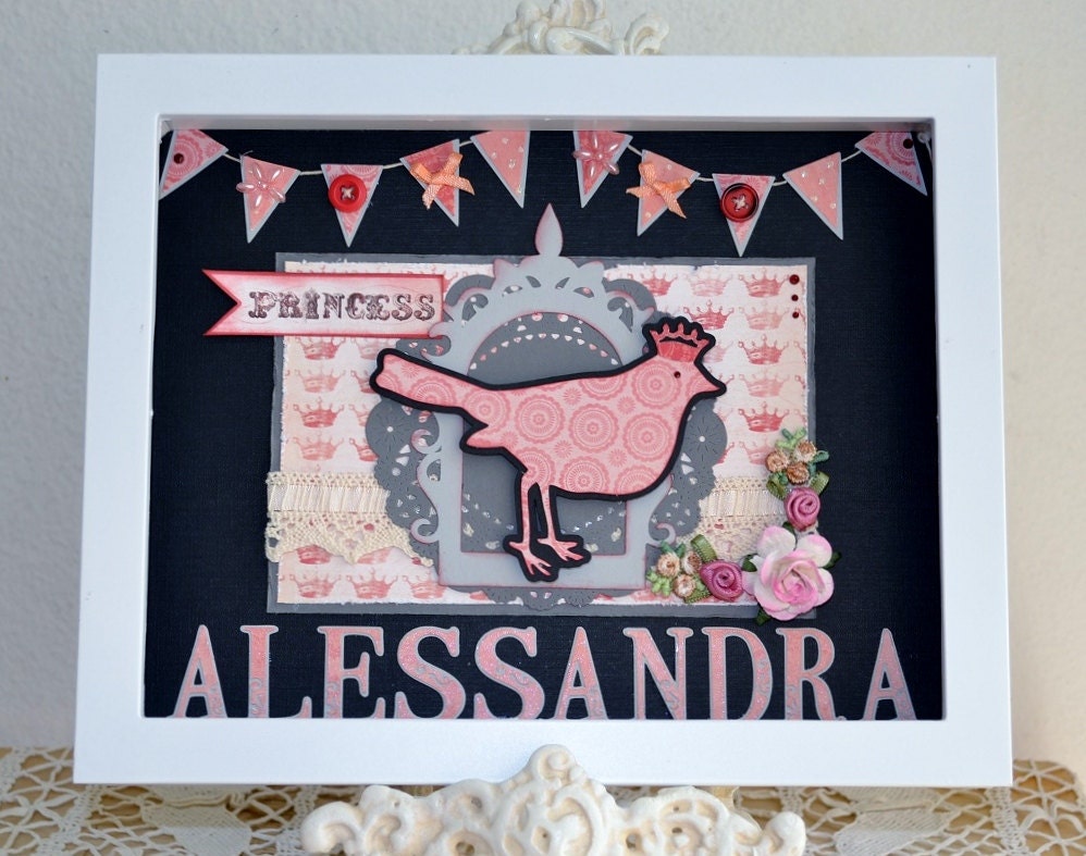 Baby Shower Personalized Gift Custom name Wall Art Decor - Princess Bird