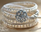 Bride/Bridesmaid Antiqued Rhinestone Beaded Leather Wedding Wrap Bracelet