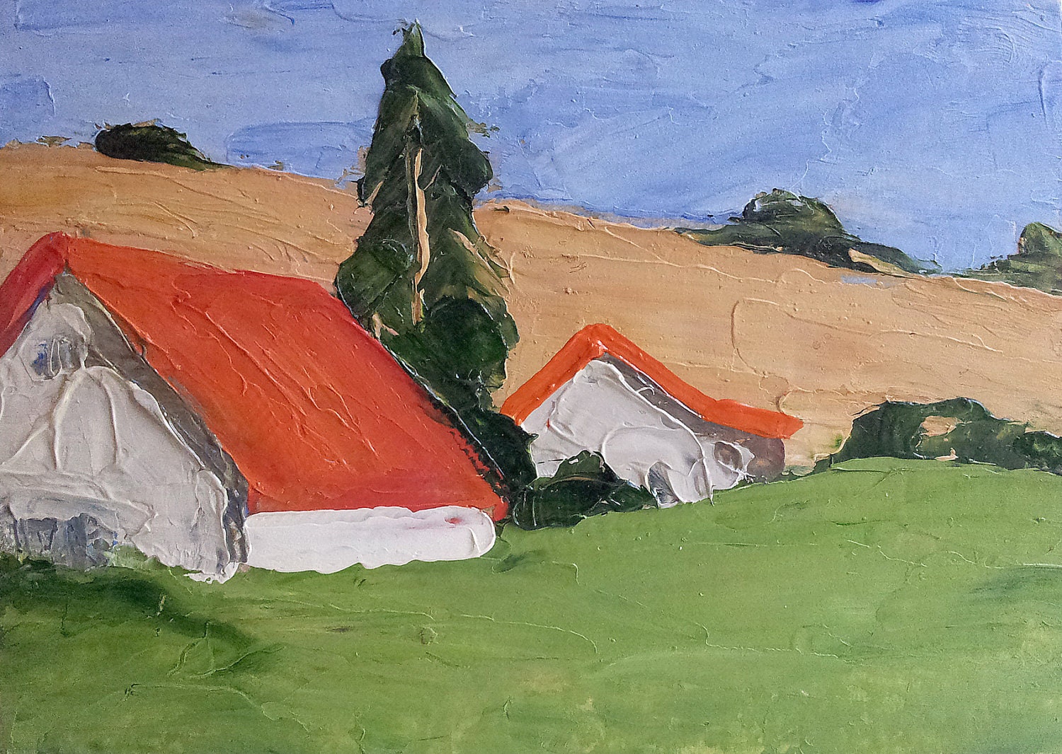 Free Shipping FARM BARNS 5x7 Original Oil Painting Lynne French Impressionist CALIFORNIA Landscape Art