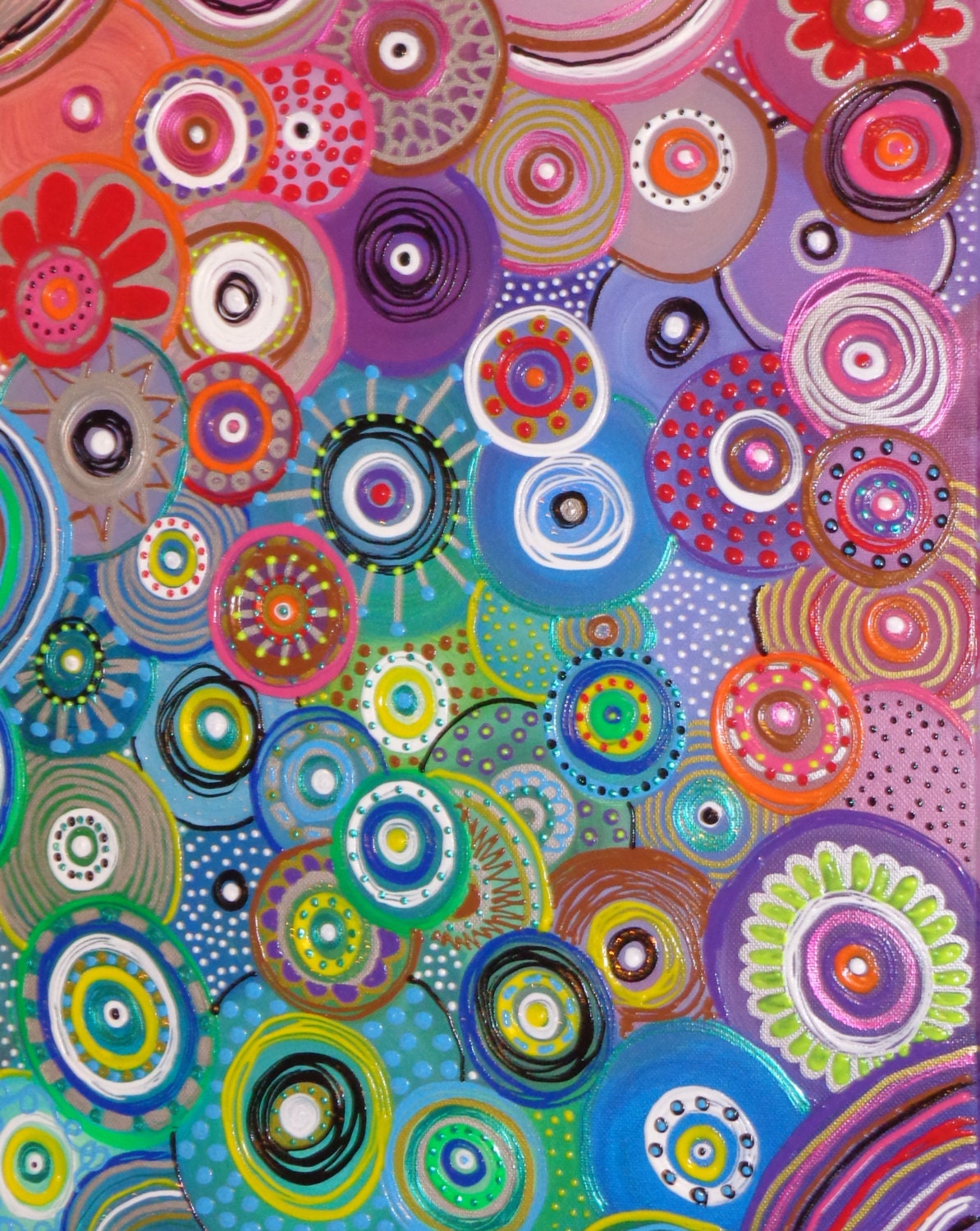 Abstract Original Painting 20x16in Textured Acrylic OOAK Multicolored Glossy Finish Heather Montgomery Art