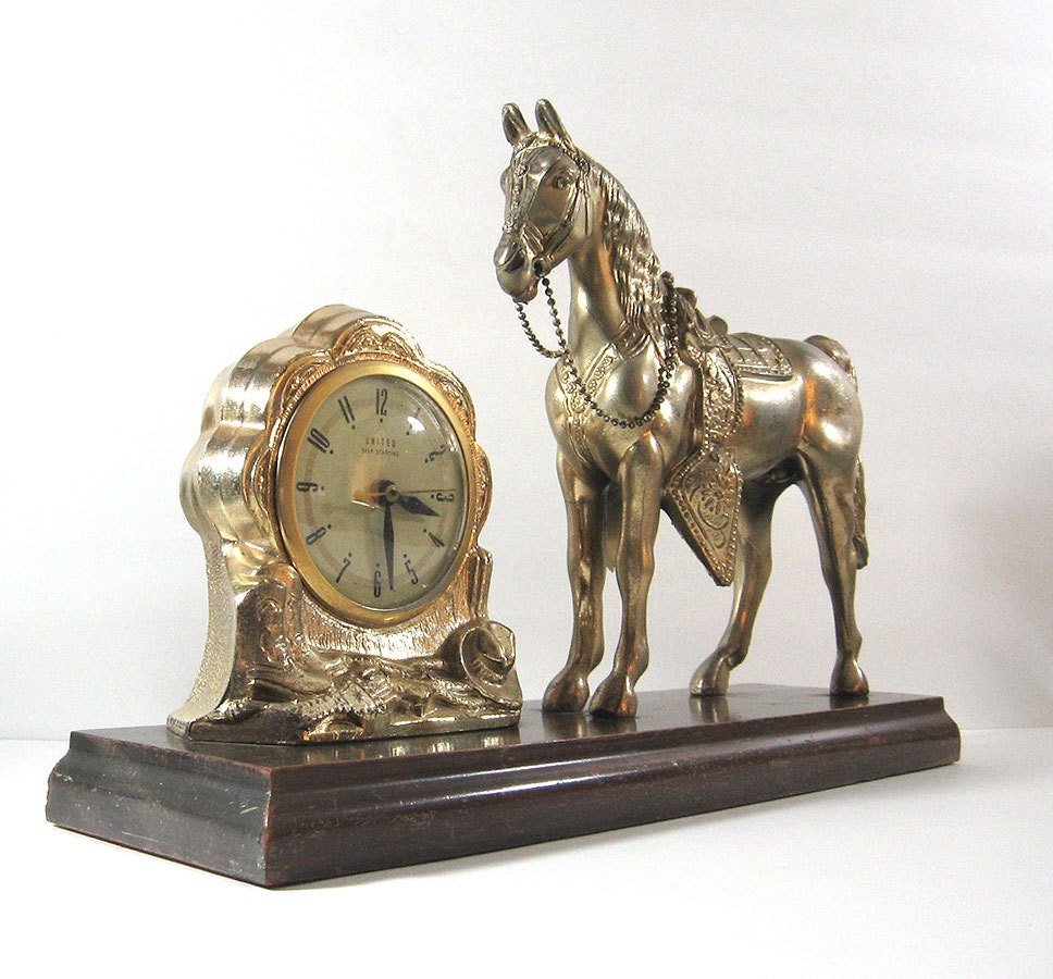 Vintage Horse Clock Western Parade Cowboy by TheVintaquarian