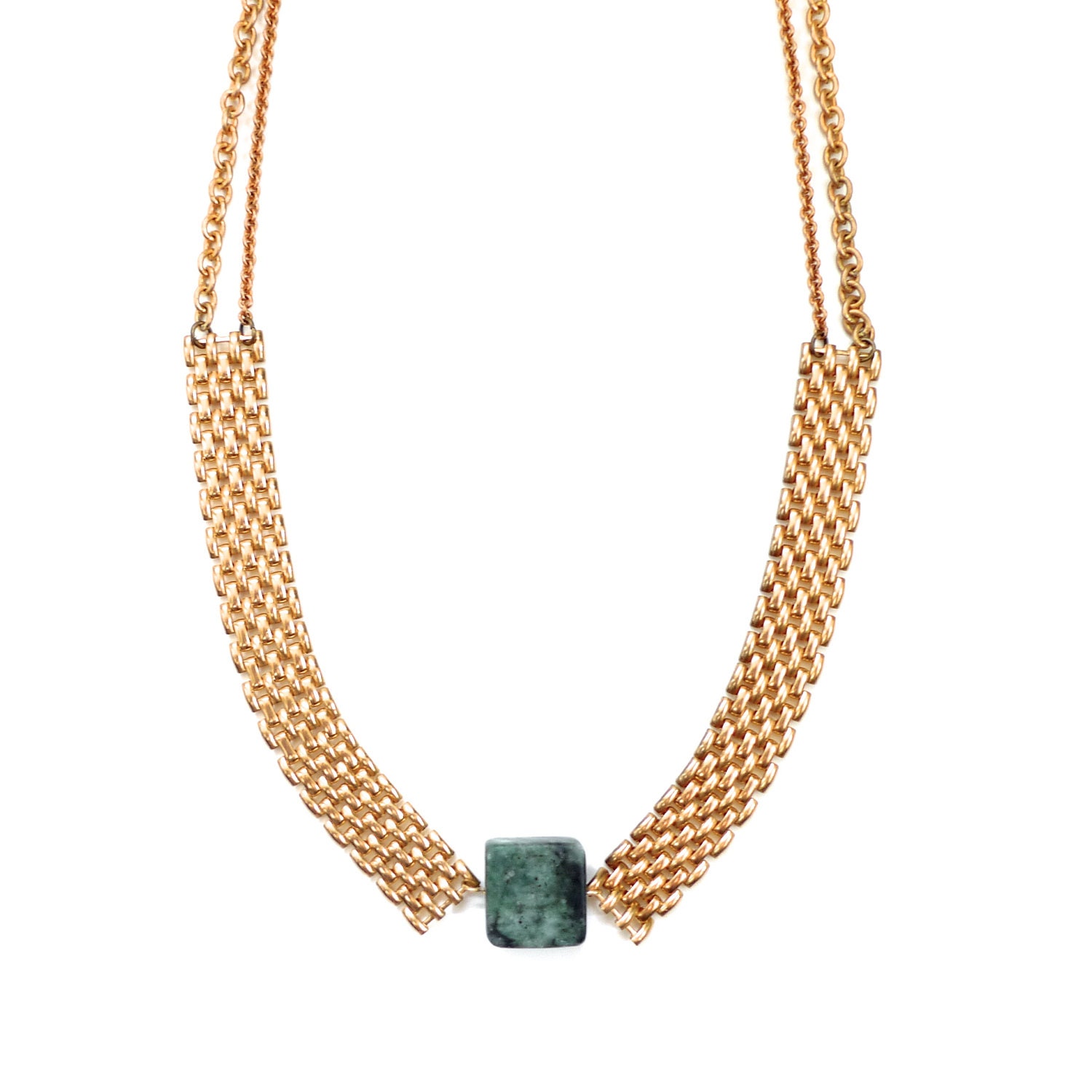 collar necklace with green jasper