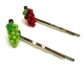 Green Grapes Red Grapes Back to School Bobby Pin Hair Kawaii Pair of Two (2)