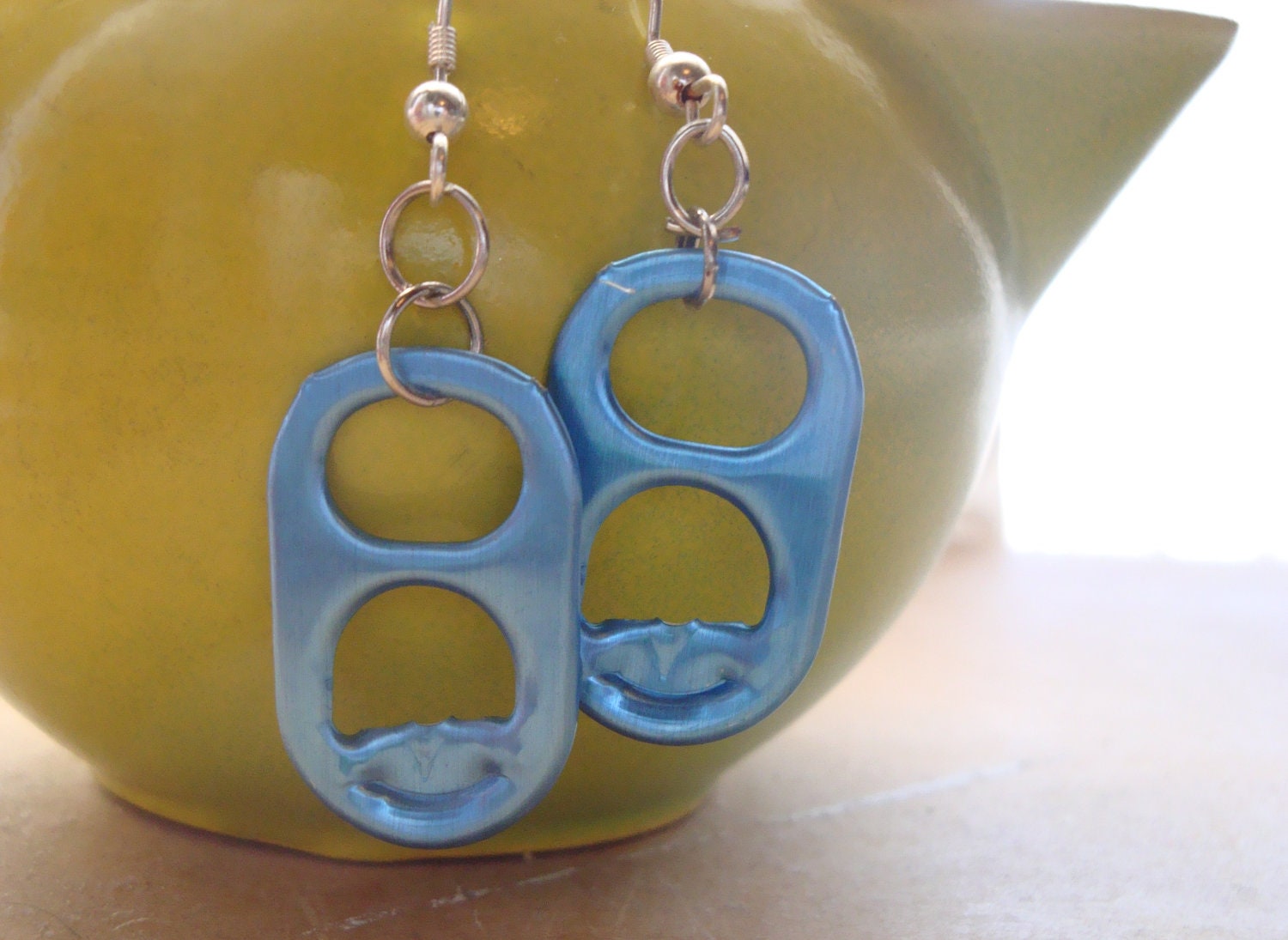 Blue Soda Can Tab Earrings